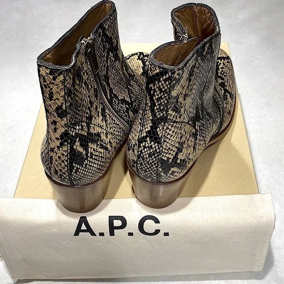 New A.P.C .Style F5-1008 ankle boots SNAKE MUTICO tan size 9 ⭐️⭐️⭐️⭐️⭐️ - Picture 4 of 17